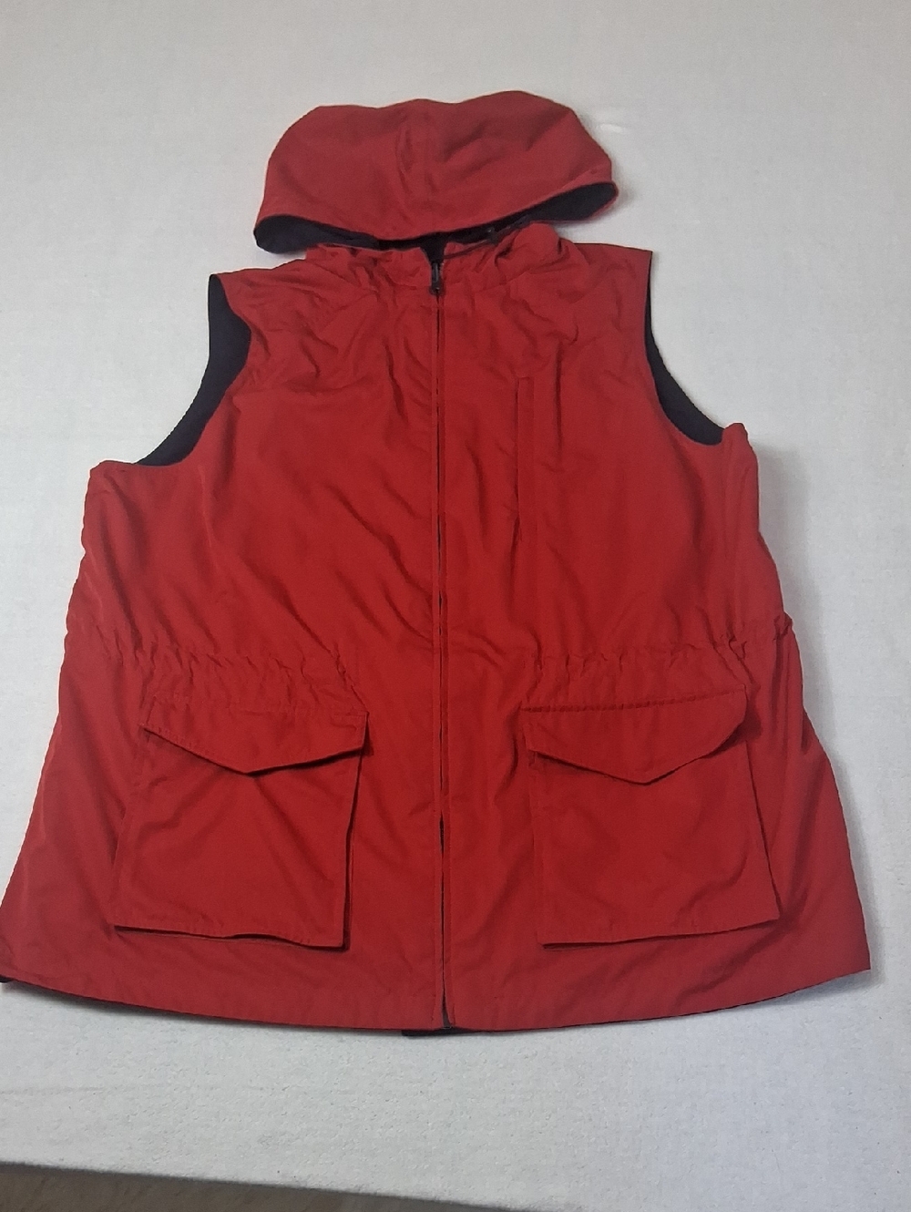 LRL Ralph Lauren Women's Reversible Red/blue Vest W/attached Hood. Size 1X